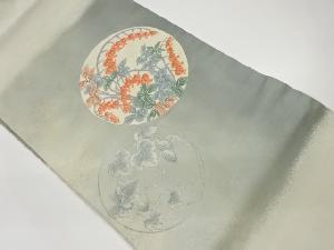 リサイクル　丸紋に葉・実模様織出し名古屋帯